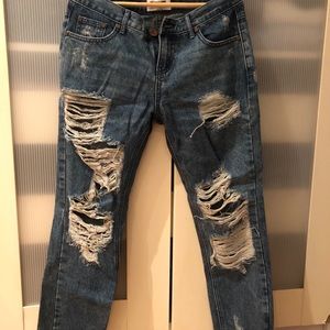 Aritzia One Teaspoon Blue ripped boyfriend jeans